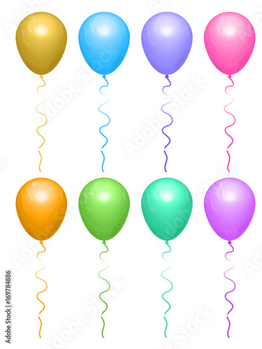 Vector set of realistic isolated balloons for celebration and decoration on the white background. Rainbow Balloons. Vector balloons