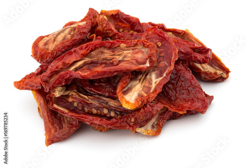Dried tomatoes isolated on white background cutout