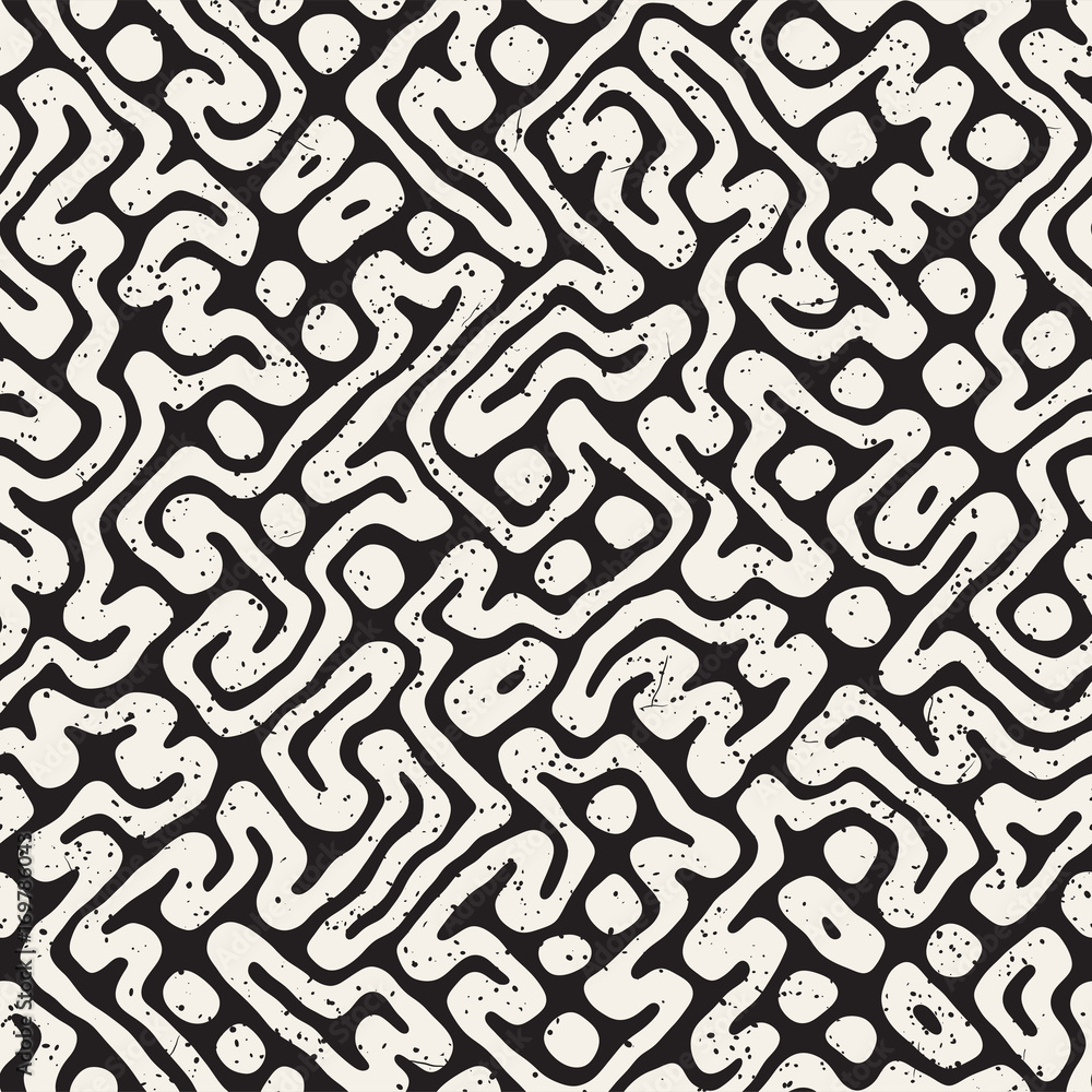 Seamless pattern with maze lines. Monochrome abstract background. Vector hand drawn labyrinth. Seamless pattern with maze lines. Monochrome abstract background. Vector hand drawn labyrinth.