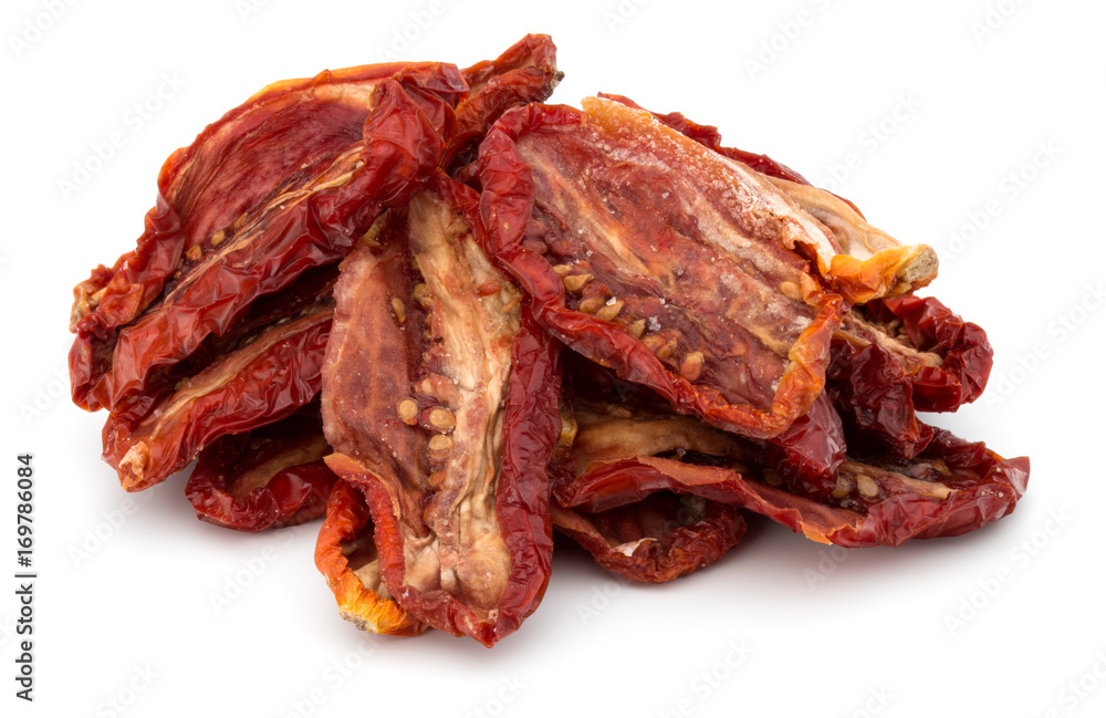 Dried tomatoes isolated on white background cutout Dried tomatoes isolated on white background cutout