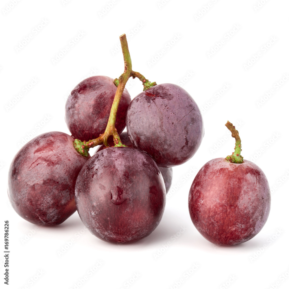 Red grape berry bunch isolated on white background cutout Red grape berry bunch isolated on white background cutout