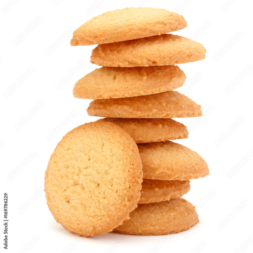 stacked short pastry cookies isolated on white background stacked short pastry cookies isolated on white background