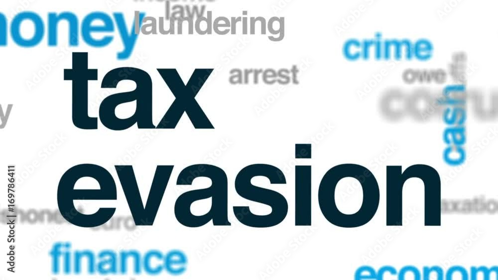 Tax evasion animated word cloud, text design animation. Tax evasion animated word cloud, text design animation.