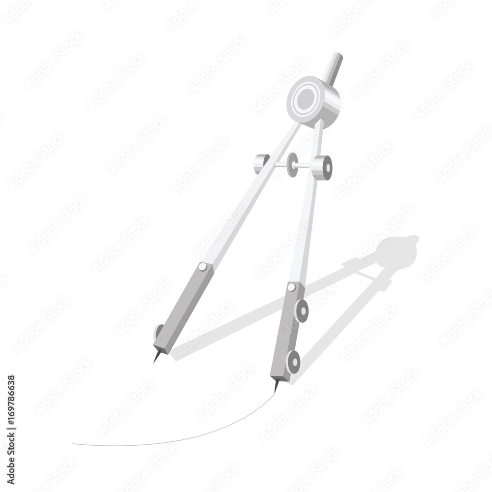 Grey metall circle compass with shadow isolated Grey metall circle compass with shadow isolated