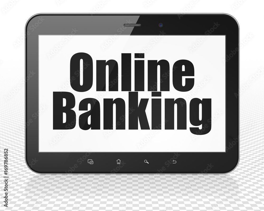 Banking concept: Tablet Pc Computer with Online Banking on display Banking concept: Tablet Pc Computer with Online Banking on display