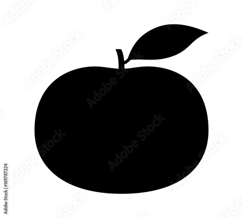 Tangerine or mandarin orange citrus fruit with leaf flat vector icon for apps and websites