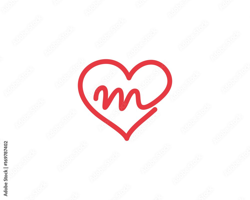 Lowercase Letter m and Heart Logo 1 Stock Vector | Adobe Stock