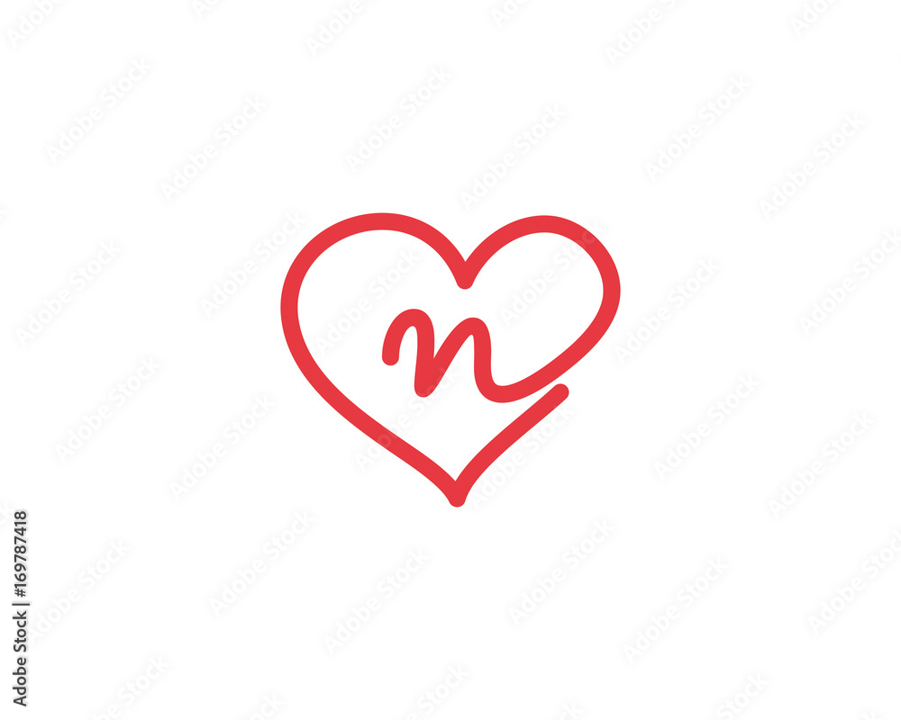 Lowercase Letter n and Heart Logo 1