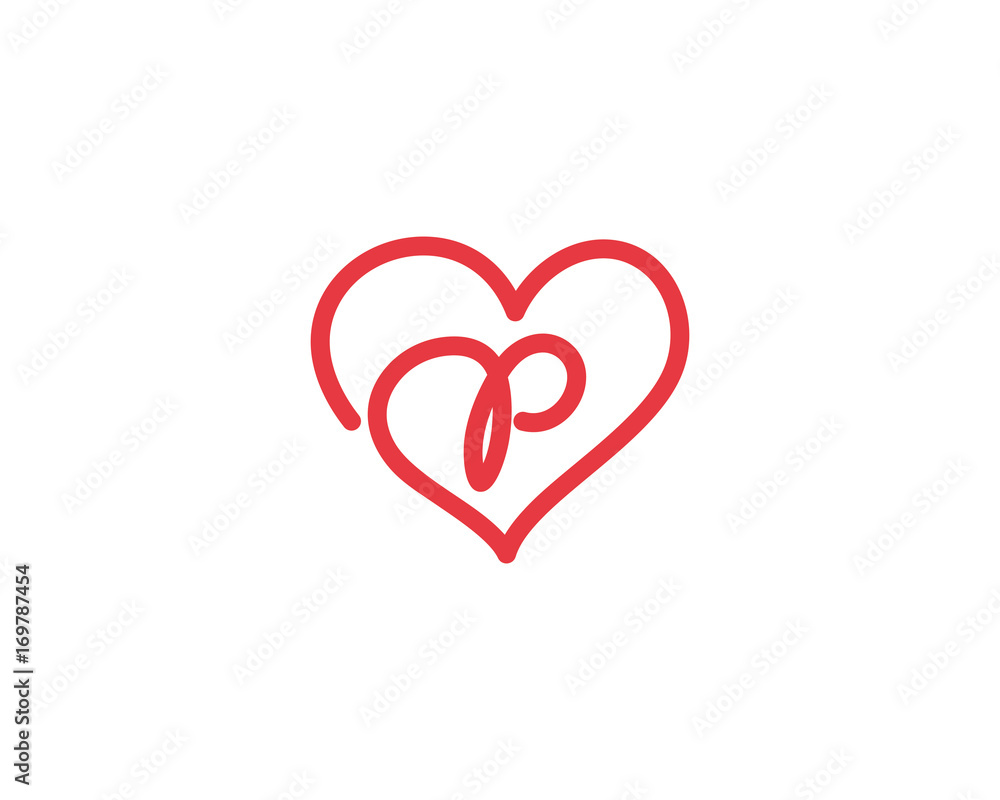 Lowercase Letter p and Heart Logo 1