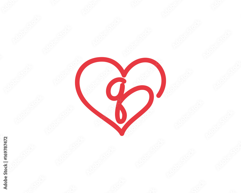 Lowercase Letter q and Heart Logo 1