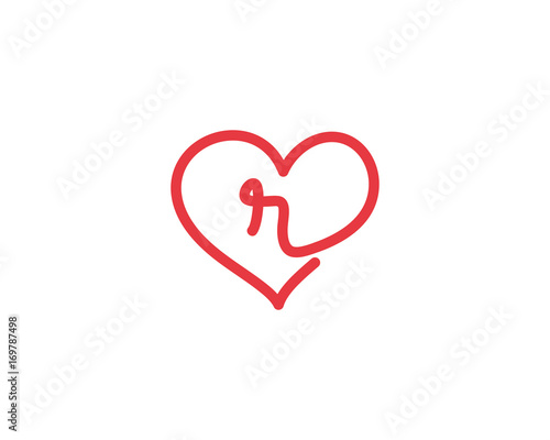 Lowercase Letter r and Heart Logo 1
