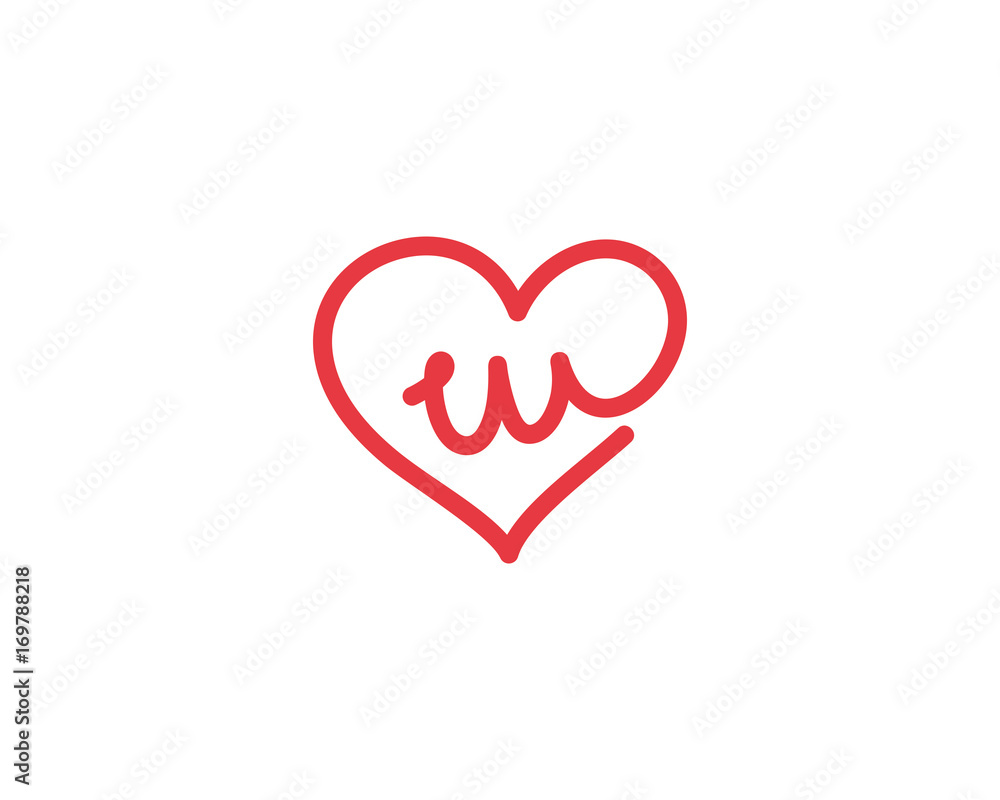 Lowercase Letter w and Heart Logo 1