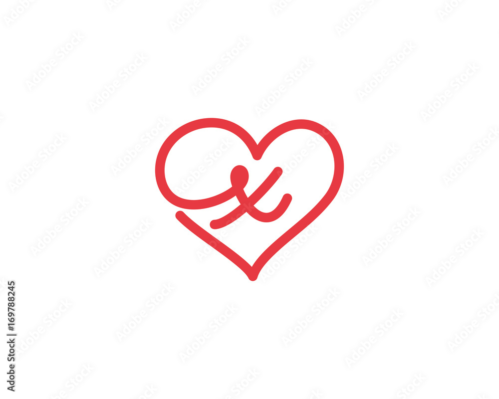 Lowercase Letter x and Heart Logo 1