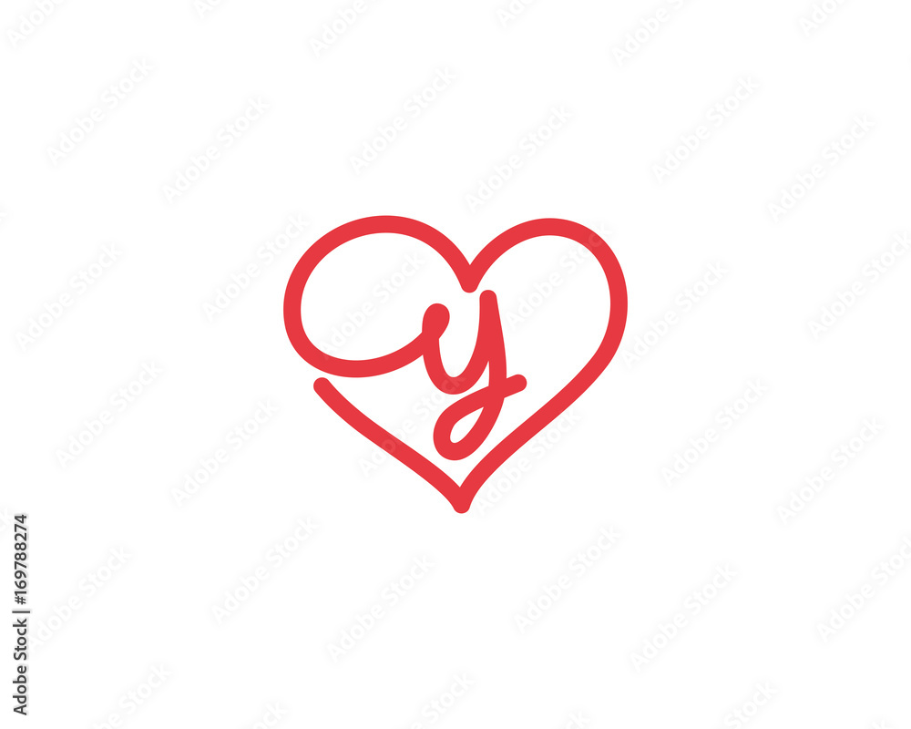 Lowercase Letter y and Heart Logo 1