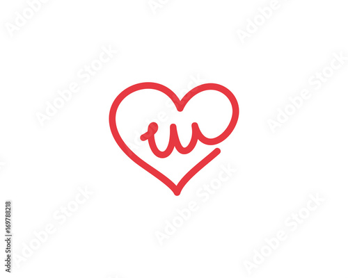 Lowercase Letter w and Heart Logo 1