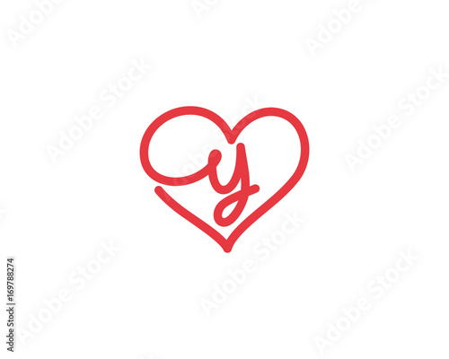 Lowercase Letter y and Heart Logo 1