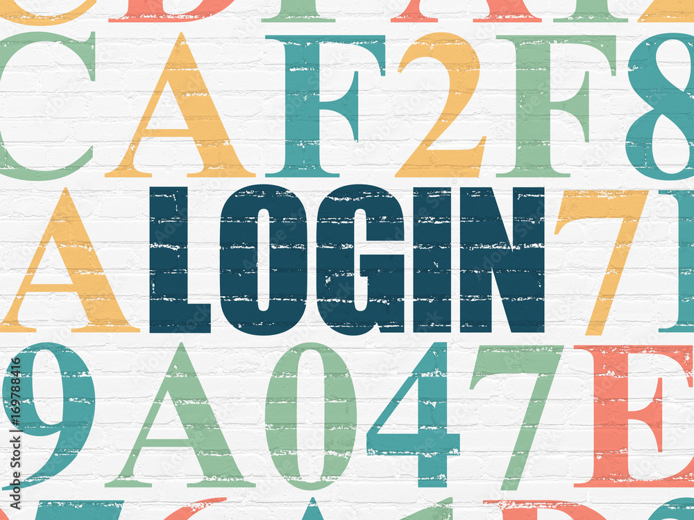 Security concept: Login on wall background Security concept: Login on wall background