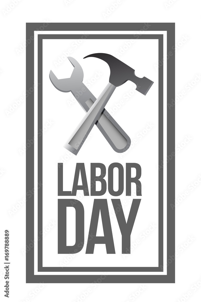 Labor day orange stamp tools illustration Labor day orange stamp tools illustration