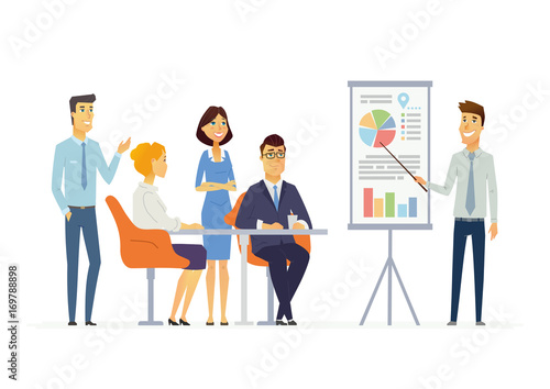 Business Meeting - modern vector cartoon characters illustration