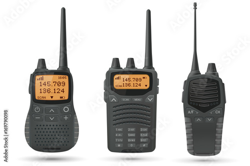 Radio transceivers. Set of 3d illustrations