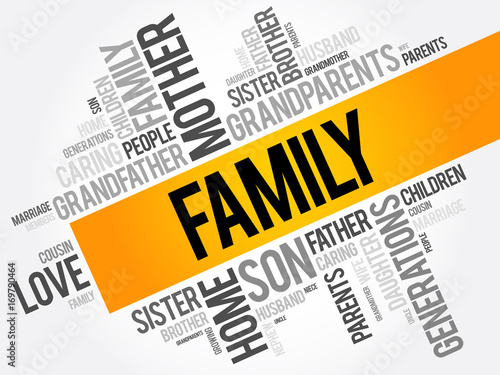 Family word cloud collage , social concept background