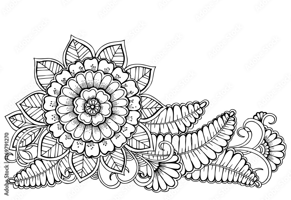 Flower pattern in black and white. Can use for print , coloring and ...