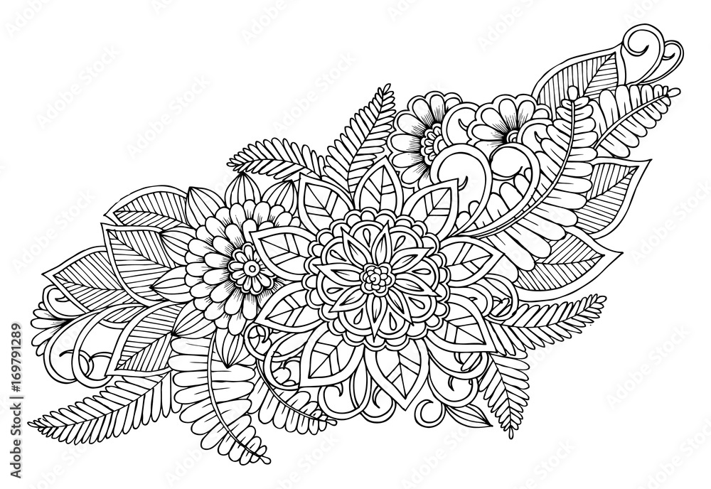 Flower pattern in black and white. Can use for print , coloring and ...