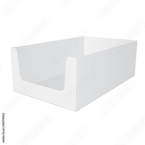 Retail shelf box packaging mockup isolated on white background. Vector illustration