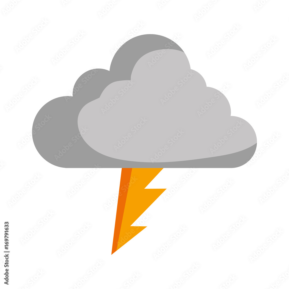 cloud and thunder icon over white background vector illustration