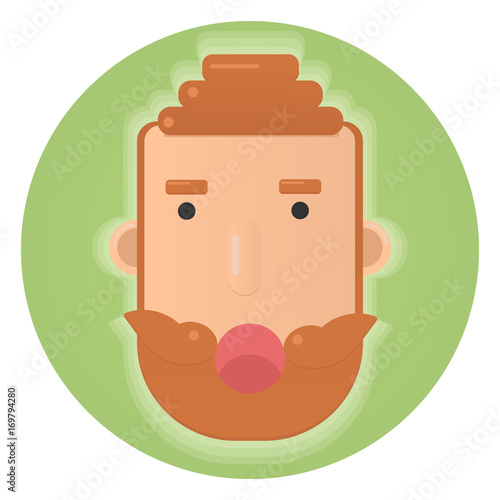 Redhead man with beard and mustache.Flat circle icon
