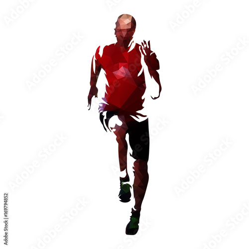 Sprinting man geometric silhouette, colorful runner