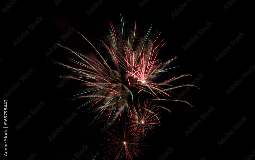 Fireworks isolated on dark background