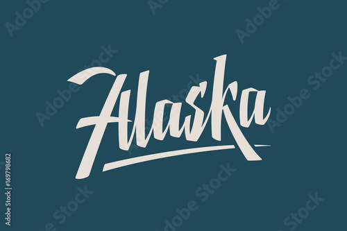 Alaska USA State Word Logo Hand Painted Brush Lettering Calligraphy Logo Template