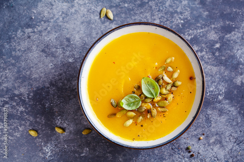 Pumpkin soup with basil