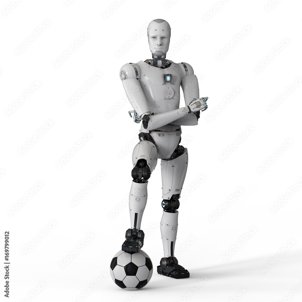 robot with soccer ball