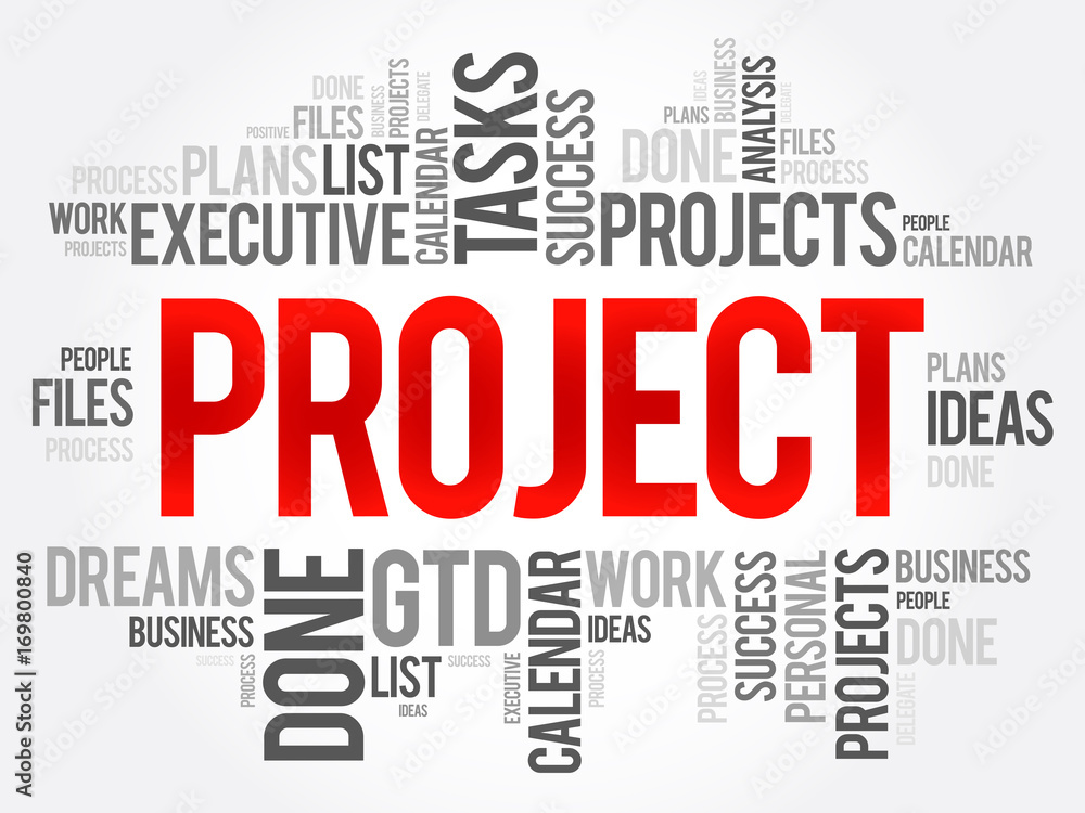 PROJECT word cloud collage, business concept background PROJECT word cloud collage, business concept background
