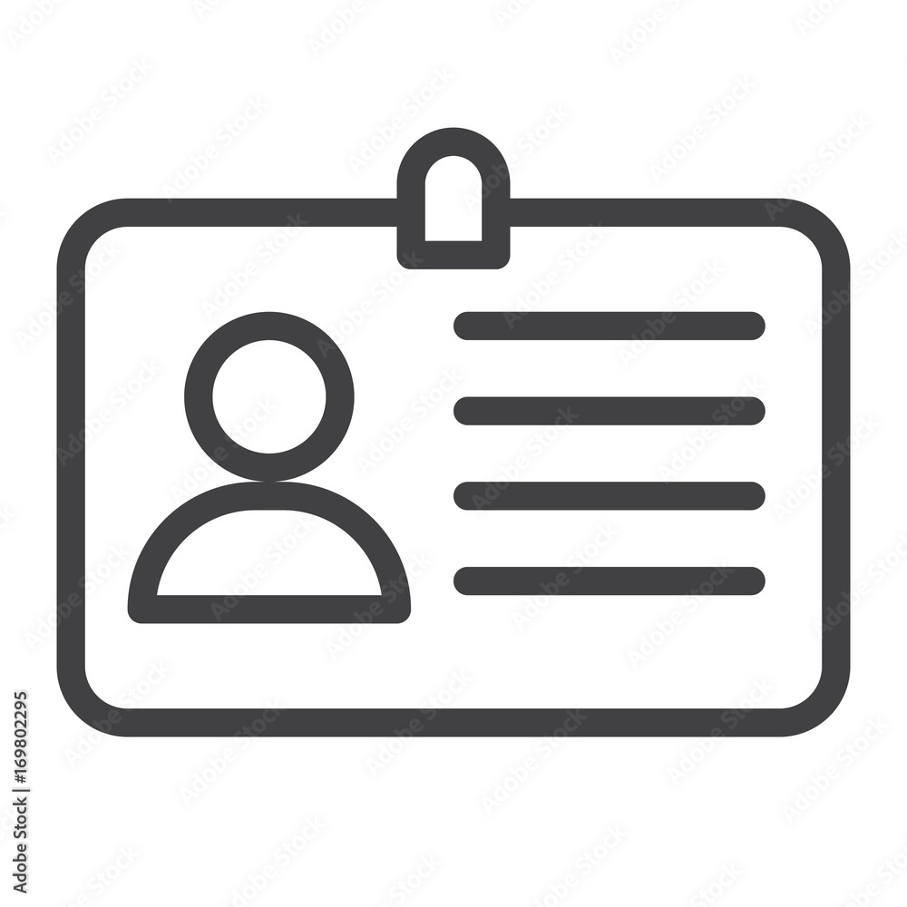 Id card line icon, outline vector sign, linear style pictogram isolated on white. Symbol, logo illustration. Editable stroke. Pixel perfect graphics Id card line icon, outline vector sign, linear style pictogram isolated on white. Symbol, logo illustration. Editable stroke. Pixel perfect graphics