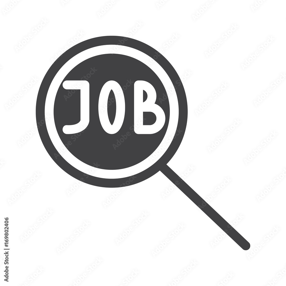 Job search icon vector, filled flat sign, solid pictogram isolated on white. Symbol, logo illustration. Pixel perfect graphics Job search icon vector, filled flat sign, solid pictogram isolated on white. Symbol, logo illustration. Pixel perfect graphics