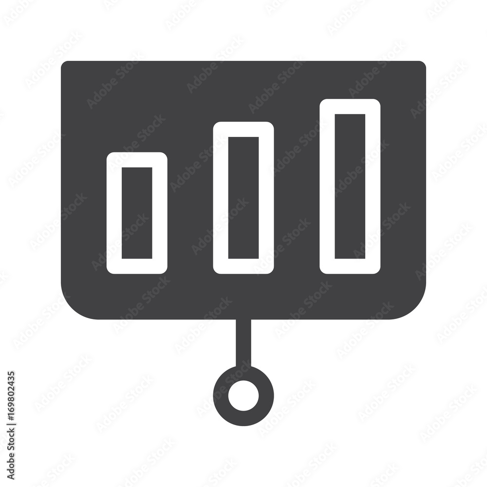 Presentation blackboard with growth chart icon vector, filled flat sign, solid pictogram isolated on white. Symbol, logo illustration. Pixel perfect graphics Presentation blackboard with growth chart icon vector, filled flat sign, solid pictogram isolated on white. Symbol, logo illustration. Pixel perfect graphics