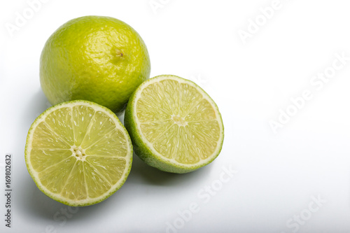 lime sliced on white background