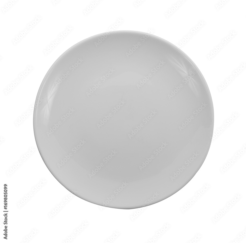 Empty white plate isolated on a white background Empty white plate isolated on a white background