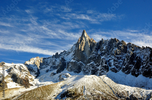 Aiguille du Dru in the Montblanc massif, French Alps