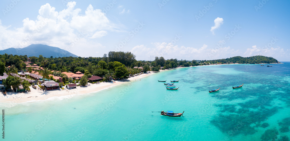 Fototapeta premium Aerial View Over Water Ko Lipe Beach Thailand