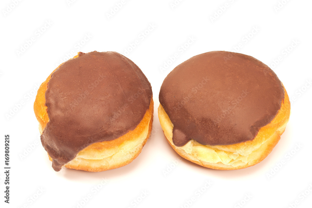 Chocolate donuts isolated on white background Chocolate donuts isolated on white background