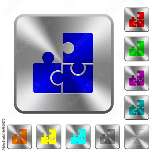 Puzzles rounded square steel buttons photo