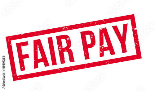 Fair Pay rubber stamp. Grunge design with dust scratches. Effects can be easily removed for a clean, crisp look. Color is easily changed.