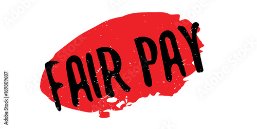 Fair Pay rubber stamp. Grunge design with dust scratches. Effects can be easily removed for a clean, crisp look. Color is easily changed.