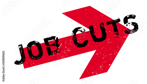 Job Cuts rubber stamp. Grunge design with dust scratches. Effects can be easily removed for a clean, crisp look. Color is easily changed.