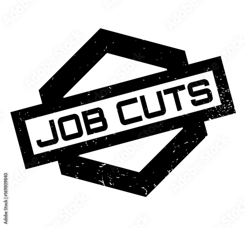Job Cuts rubber stamp. Grunge design with dust scratches. Effects can be easily removed for a clean, crisp look. Color is easily changed.