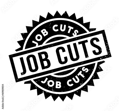 Job Cuts rubber stamp. Grunge design with dust scratches. Effects can be easily removed for a clean, crisp look. Color is easily changed.